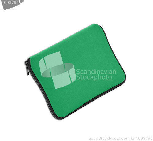 Image of Green bag for laptop isolated
