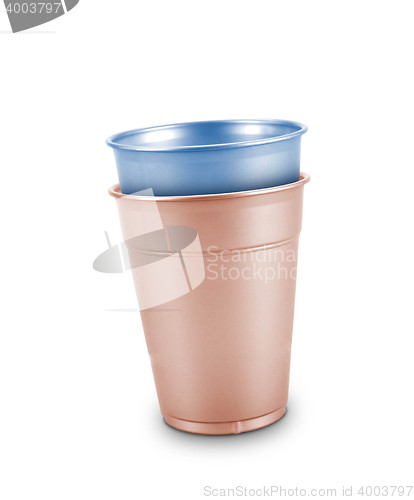 Image of Two Plastic cups isolated