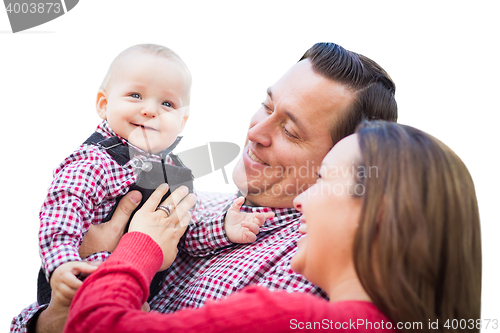 Image of Baby Boy Having Fun With Mother and Father Isolated