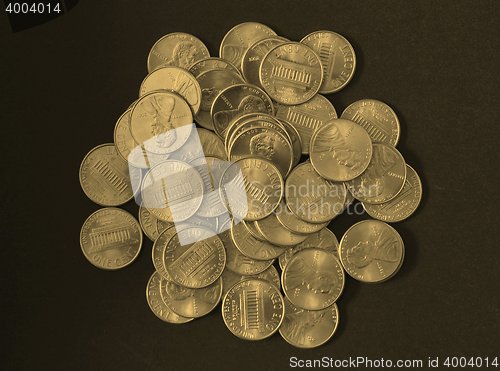 Image of Dollar coins 1 cent wheat penny cent - vintage