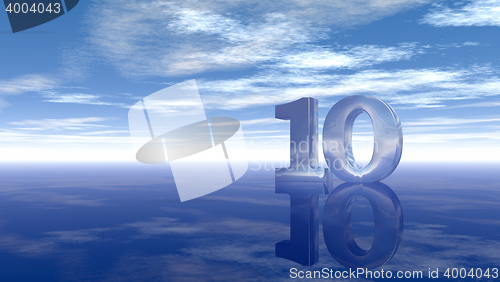 Image of number ten under cloudy sky - 3d rendering