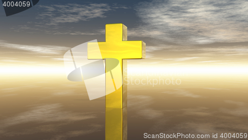 Image of christian cross under cloudy sky - 3d rendering