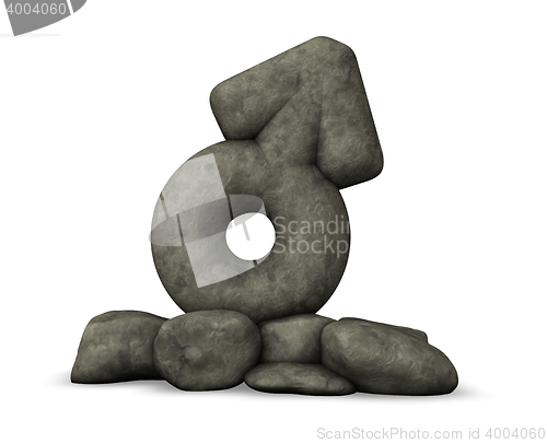 Image of stone male symbol on white background - 3d rendering