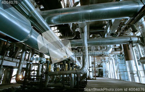 Image of Industrial zone, Steel pipelines, valves and pumps