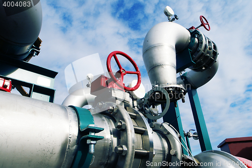 Image of Industrial zone, Steel pipelines and valves