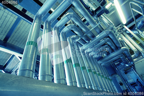 Image of Industrial zone, Steel pipelines and valves