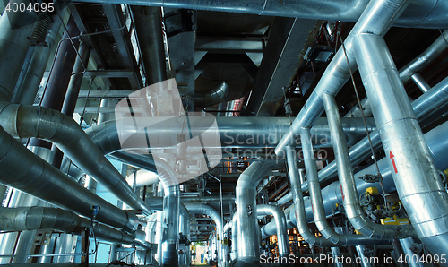 Image of Industrial zone, Steel pipelines, valves and pumps