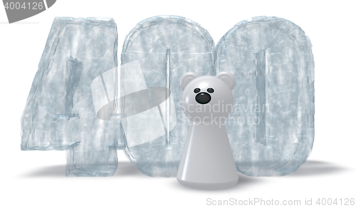 Image of frozen number four hundred and polar bear - 3d rendering