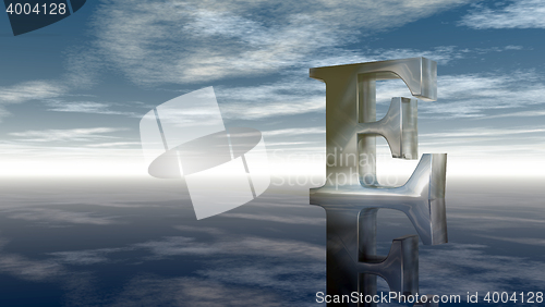 Image of metal uppercase letter e under cloudy sky - 3d rendering