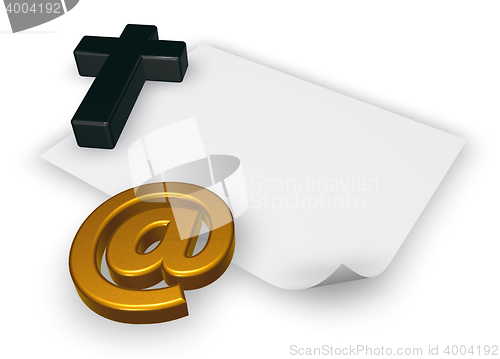 Image of christian cross and email symbol - 3d rendering