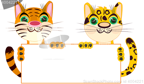 Image of Tiger and leopard with clean sheet of paper
