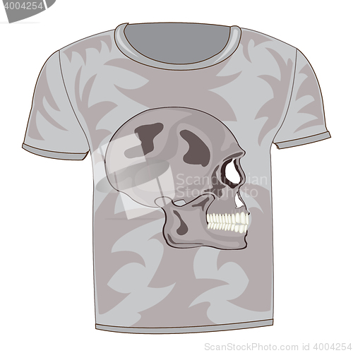Image of T-shirt with drawing of the skull