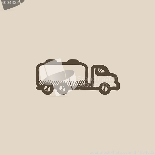 Image of Truck liquid cargo sketch icon.