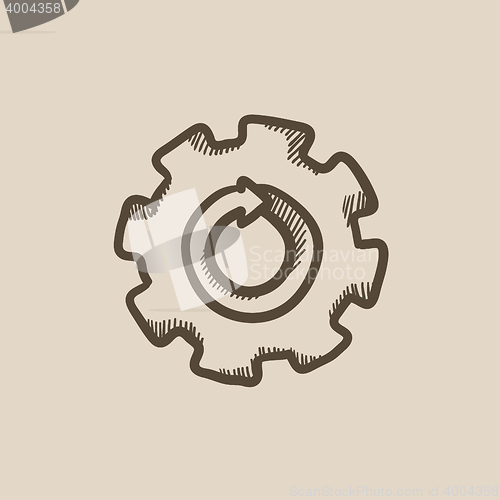 Image of Gear wheel with arrow sketch icon.