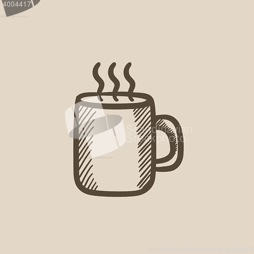 Image of Mug of hot drink sketch icon.