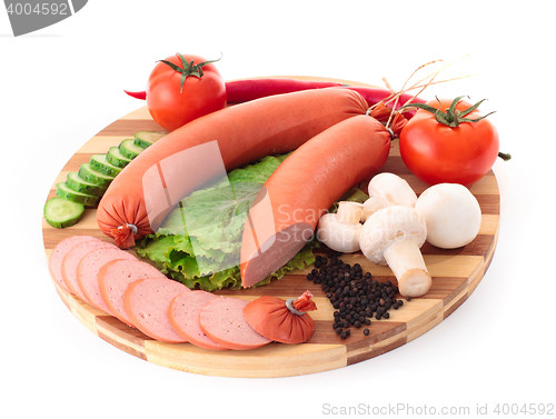 Image of sausages with vegetables