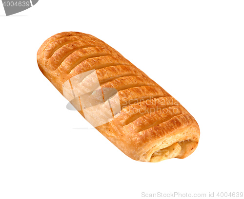 Image of One roll bread isolated on white background