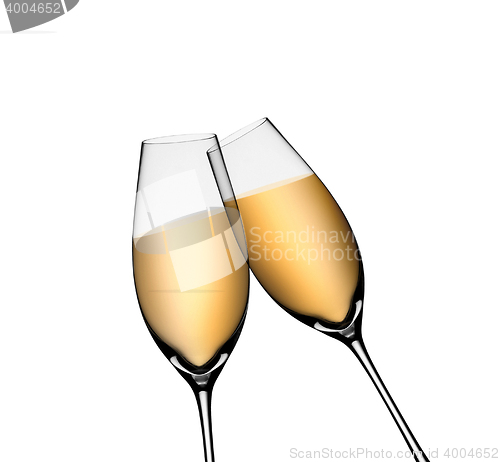 Image of Two glasses of champagne. Isolated on white background