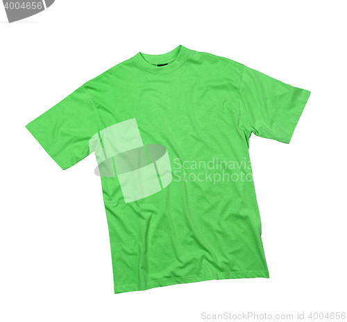 Image of Green T-shirt isolated on white background