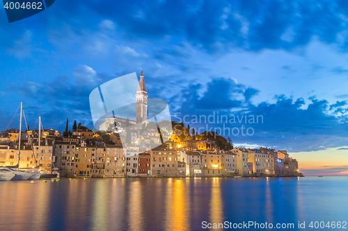 Image of Coastal town of Rovinj, Istria, Croatia in sunset.