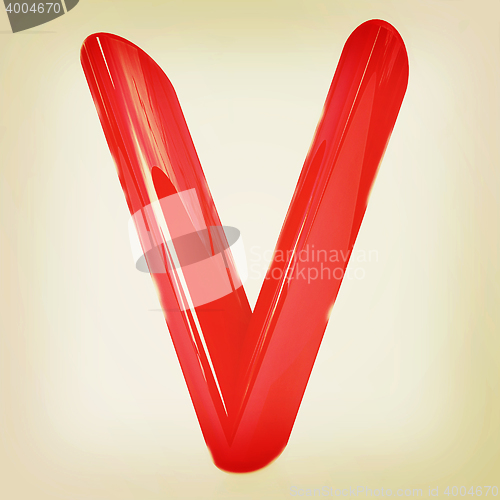 Image of Alphabet on white background. Letter \"V\". 3D illustration. Vinta