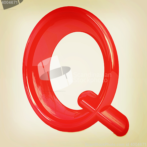 Image of Alphabet on white background. Letter \"Q\". 3D illustration. Vinta