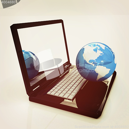 Image of Computer Network Online concept. 3D illustration. Vintage style.