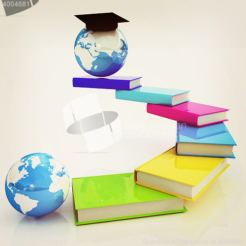 Image of The growth of education. Globally. 3D illustration. Vintage styl