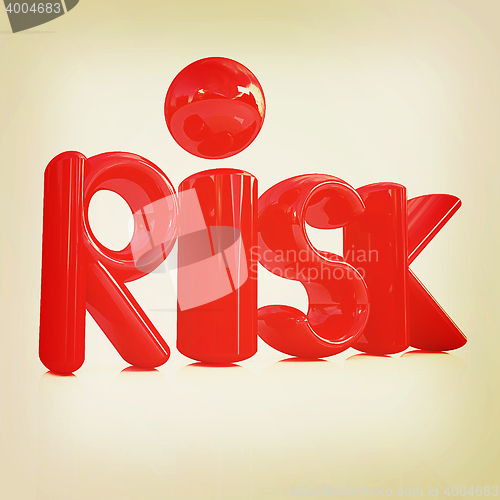 Image of 3d red text \"risk\". 3D illustration. Vintage style.