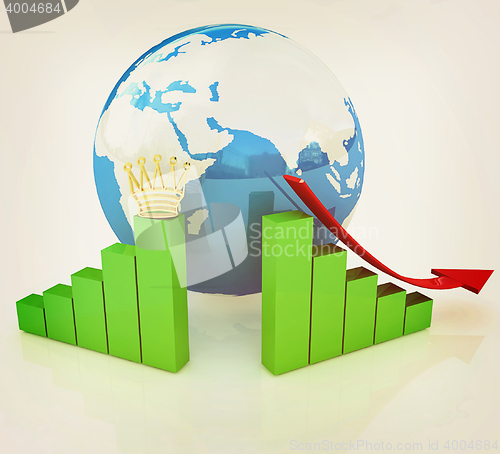 Image of Business failure and growth graph. 3D illustration. Vintage styl