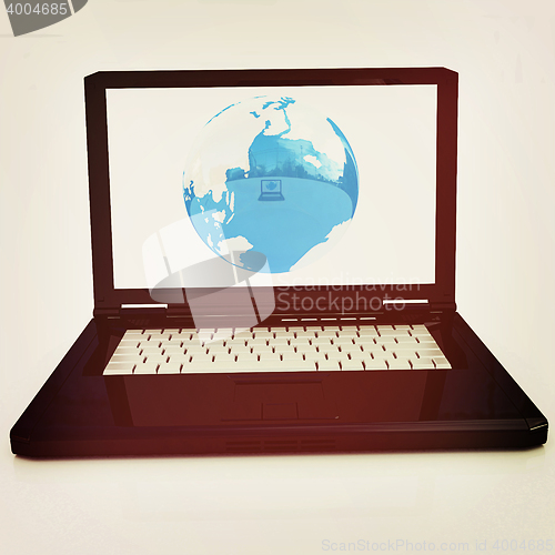 Image of Computer Network Online concept. 3D illustration. Vintage style.