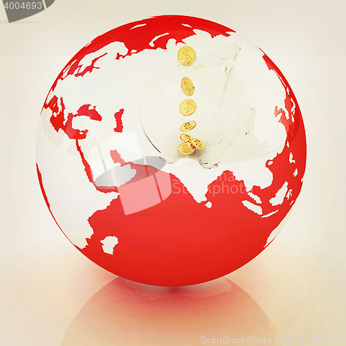 Image of Global Banking concept. 3D illustration. Vintage style.