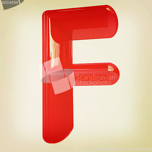 Image of Alphabet on white background. Letter \"F\". 3D illustration. Vinta