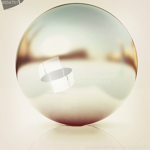 Image of Chrome Ball. 3D illustration. Vintage style.