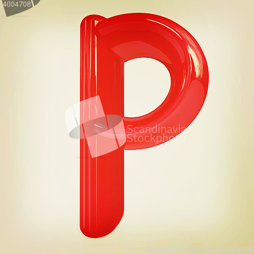 Image of Alphabet on white background. Letter \"P\". 3D illustration. Vinta