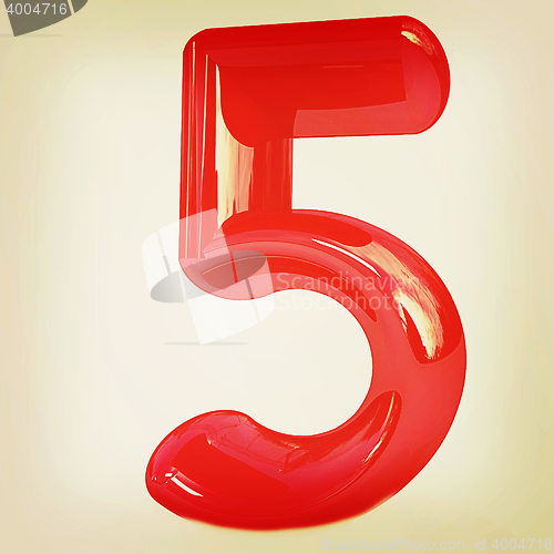 Image of Number \"5\"- five. 3D illustration. Vintage style.