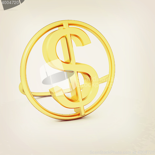 Image of 3d text gold dollar icon. 3D illustration. Vintage style.