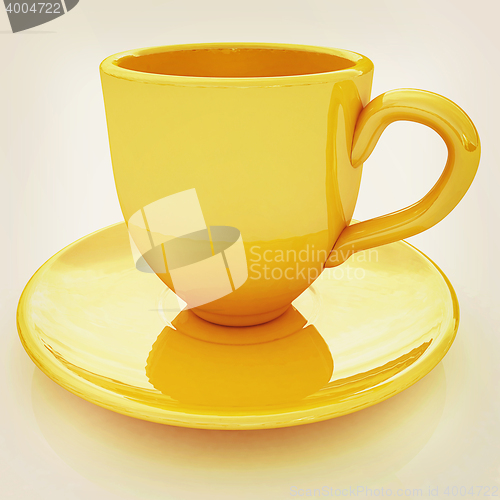 Image of mug on a white. 3D illustration. Vintage style.