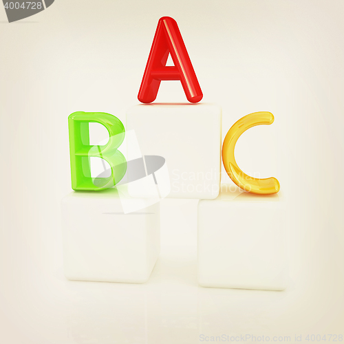 Image of alphabet and blocks. 3D illustration. Vintage style.