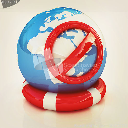 Image of Earth on a lifeline. 3D illustration. Vintage style.