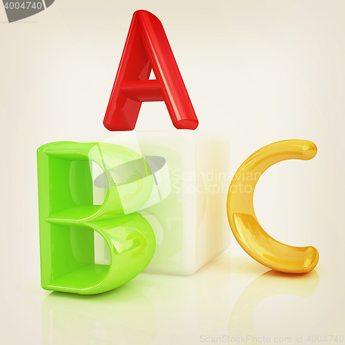 Image of alphabet and blocks. 3D illustration. Vintage style.