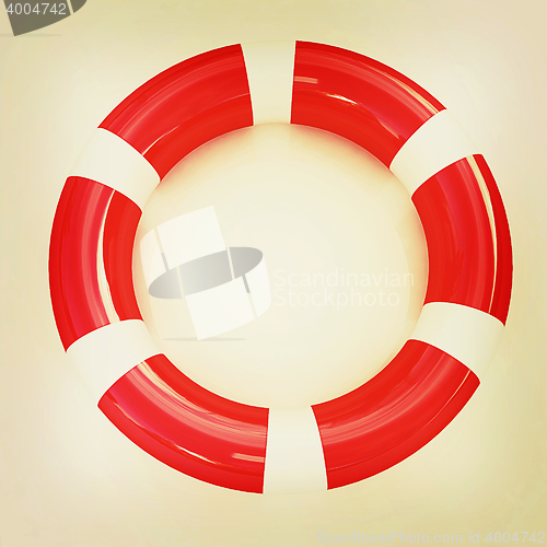 Image of Red lifebelt. 3D illustration. Vintage style.