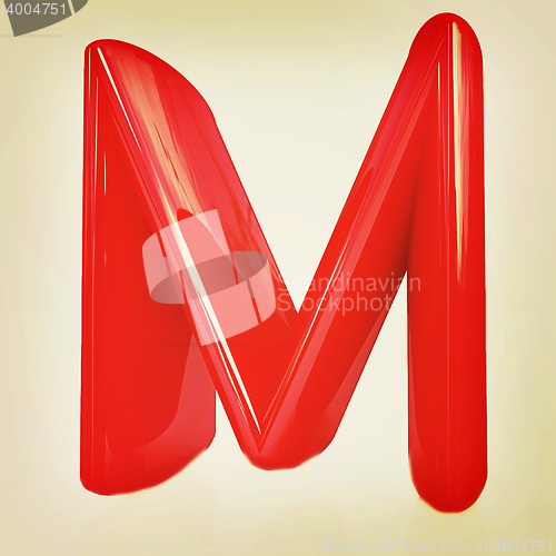 Image of Alphabet on white background. Letter \"M\". 3D illustration. Vinta