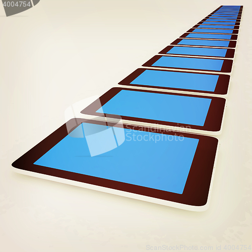 Image of tablet pc. 3D illustration. Vintage style.