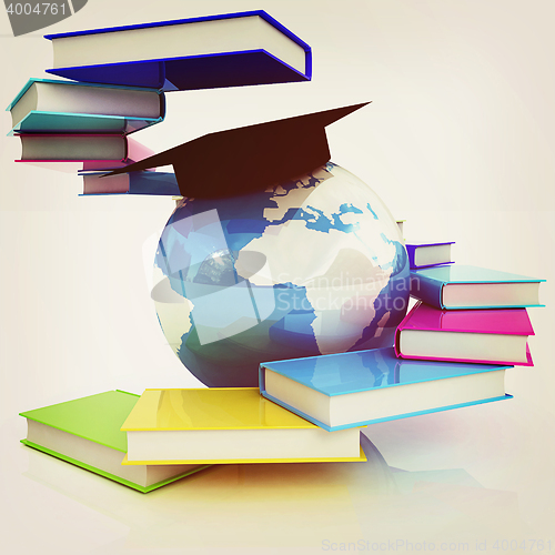 Image of Global Education. 3D illustration. Vintage style.