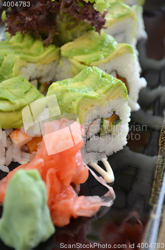 Image of Veggie sushi roll on plate