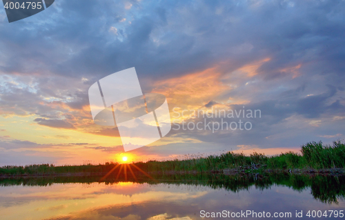 Image of sunset over danube delta