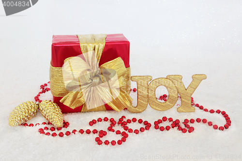 Image of Christmas Gift Box and Decorations