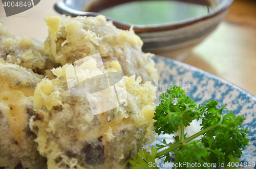 Image of Japanese tempura with fresh mushroom