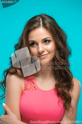 Image of The young woman\'s portrait with happy emotions